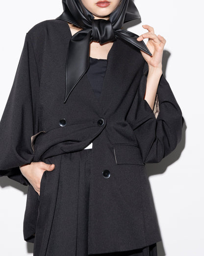 Balloon Sleeve Collarless Jacket