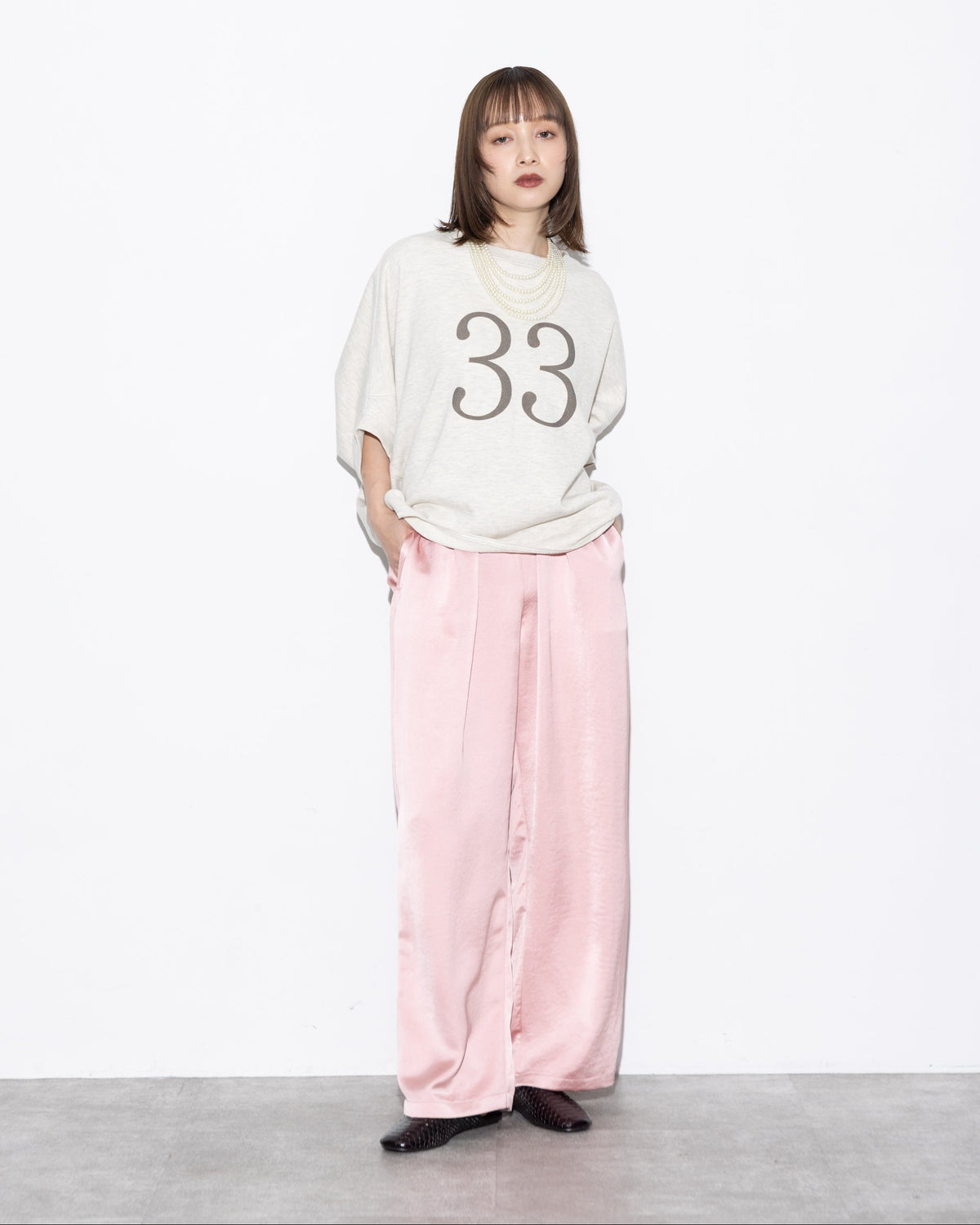 Elastic Waist Satin Pants