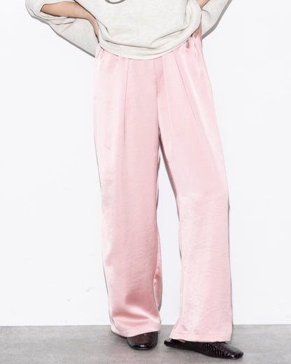 Elastic Waist Satin Pants