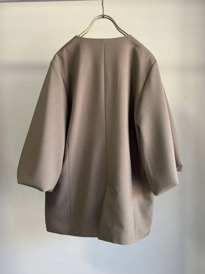 Balloon Sleeve Collarless Jacket
