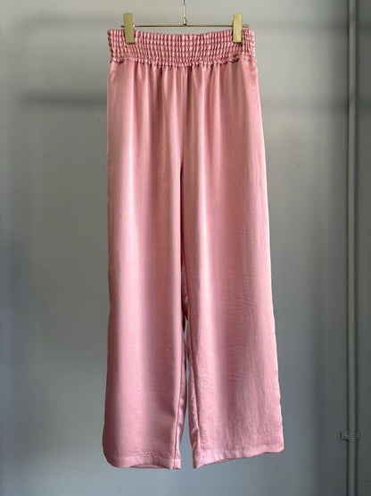 Elastic Waist Satin Pants