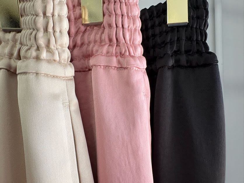 Elastic Waist Satin Pants