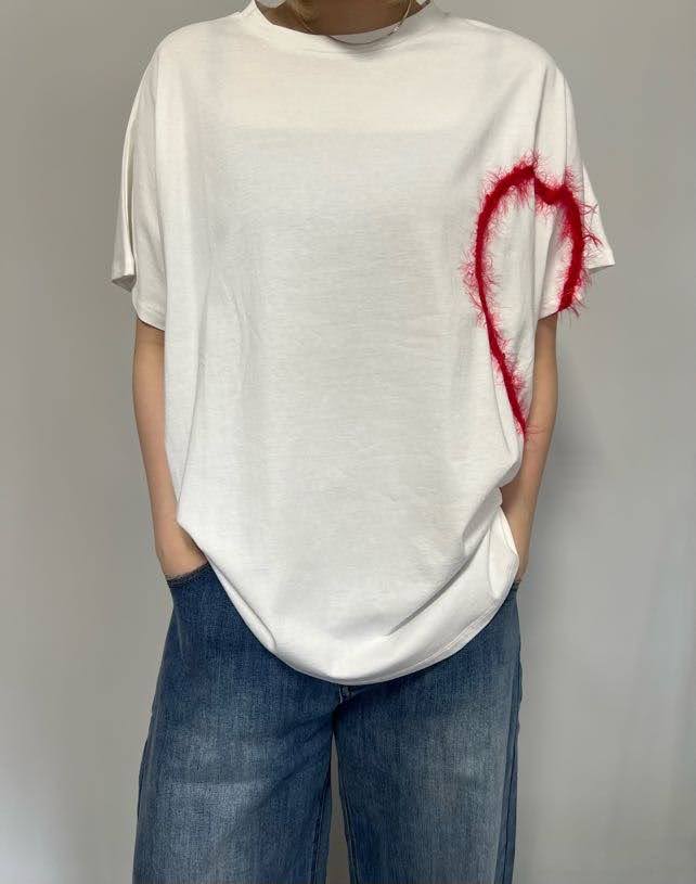HEART cord embroidery Tee