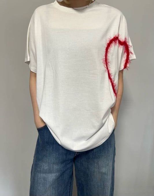 HEART cord embroidery Tee