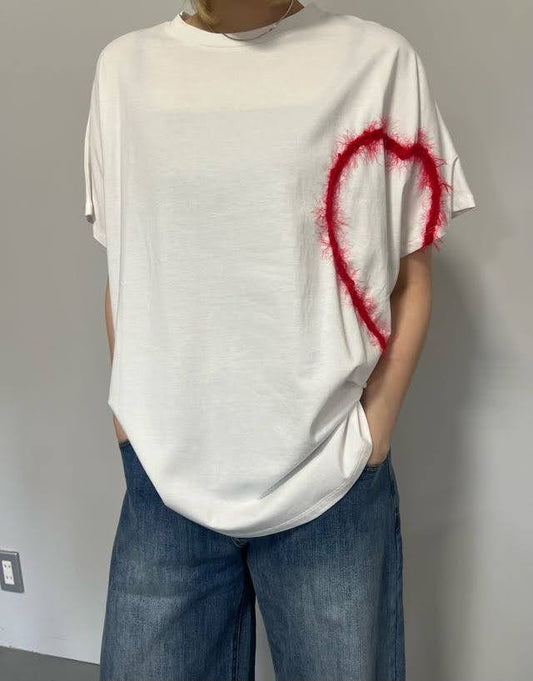 HEART cord embroidery Tee