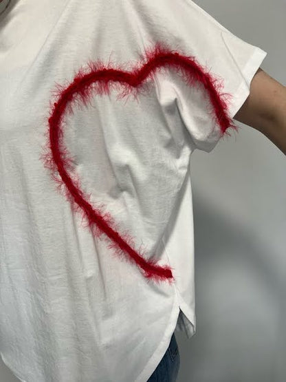 HEART cord embroidery Tee