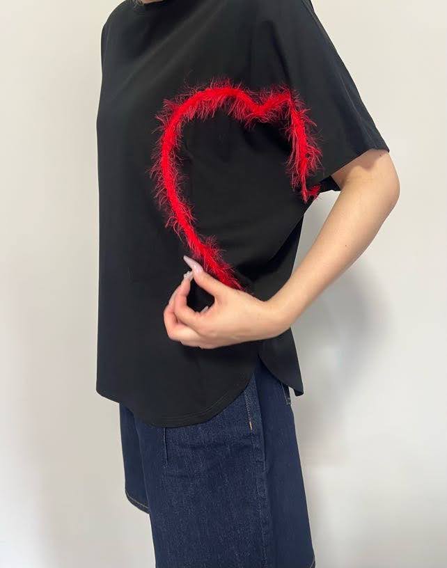 HEART cord embroidery Tee